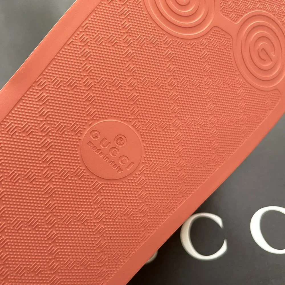 Gucci Pink Embossed Slide Sandals - Picture 5 of 8